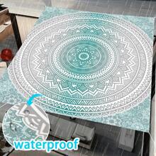 1 件户外加厚防水防晒渐变绿波西米亚图案户外花园庭院遮阳篷沙滩帐篷，含绳索