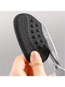 2pcs Self-Adhesive Heel Pads In Beige, Black And Brown - Hypoallergenic Polyester Fiber Anti-Slip And Blister Inserts For Oversized Shoes - Multicolor - View 5