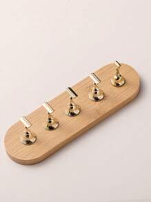 日式美甲练习底座，简约木质风格指甲托，金属指甲板托，可穿戴美甲工具，适合美甲店和个人使用