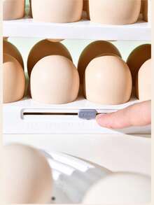 6 Packs 3-Tier Foldable Plastic Egg Holder, Non-Slip, Refrigerator Organizer For Eggs, Cabinet Egg Dispenser, White Egg Storage Holder - With Counter, Holds 30 Eggs, Tilting Design, Kitchen Organizer, Space-Saving Refrigerator Storage Area On The Side Door For Kitchen Organization - Ideal For Kitchen, Refrigerator, Cabinet, Egg Storage, Home Decor, Party & Christmas Storage - Multicolor - View 4