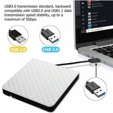Grabadora de DVD externa USB 3.0 de alta velocidad, para PC y portátil, color blanco - Blanco - Ver 5
