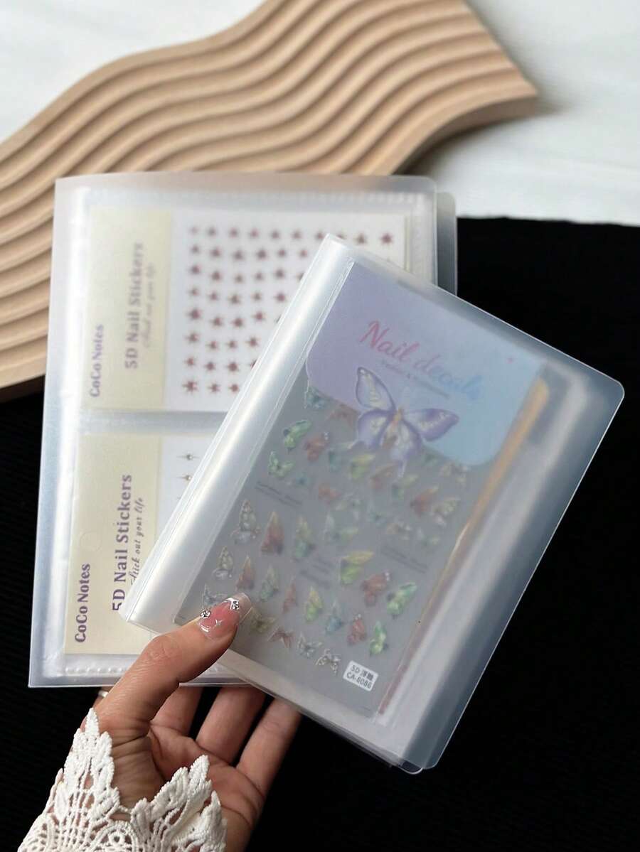 Large Capacity Nail Art Sticker Storage Album, Minimalist Japanese Style Sticker Storage Card Album, Transparent Sticker Storage Notebook, Nail Art Accessories, Nail Stickers Storage Tool (Stickers Not Included) - Multicolor - View 1