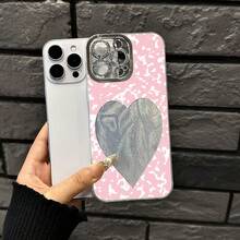 Estuche para teléfono 1 pieza Rosa - Y - Corazón plateado - Destacado, Fino - Hilo emplumado con orificios IMD Moda y teléfono, 16/15/14/13/12/11 Pro Promax Plus/ X/ Xsmax Estuche para teléfono S, es tanto para hombres como para mujeres. - Plateado - Ver 5