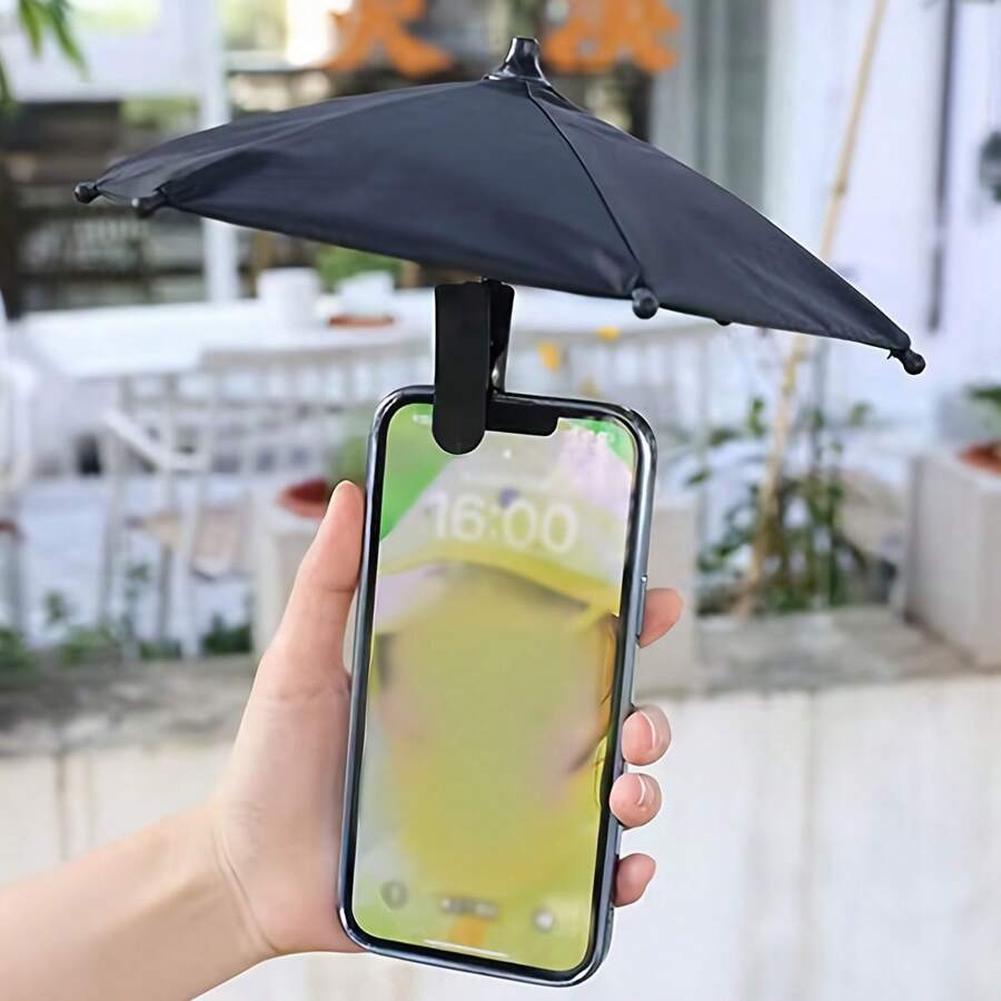 New Special Rainproof Live Streaming Umbrella For Mobile Phones, A Mini Umbrella With Clips For Shading While Cycling, A Cute Small Decorative Sun Protection Umbrella - 黑色 - 查看 1