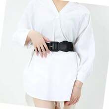 Women's Elastic Wide Belt With Buckle To Cinch Dress Waist - 黑色 - 查看 1