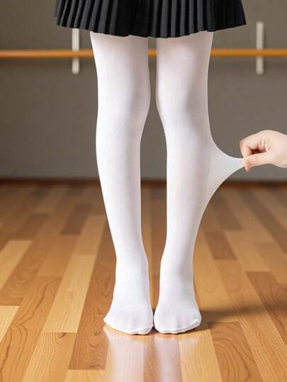 1/3 st vita dansstrumpbyxor med hög densitet, anti-snag-leggings lämpliga för barn i åldrarna 2-16