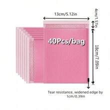 40pcs/Pack Pink Color Co-Extrusion Film Bubble Mailers, Holiday Themed Foam Pouches, Shockproof And Waterproof, Suitable For Packing And Shipping Jewelry, Books, Phones And Other Products