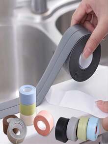 1卷填缝胶带，防水PVC密封胶带，厨房台面水槽浴缸浴室淋浴间马桶和地板墙壁自粘胶带，边缘保护器 - 黑色 - 查看 2