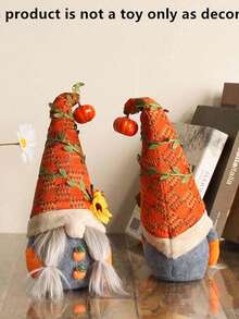 1 件/2 件，12.56 英寸可爱无脸情侣娃娃装饰，带有仿藤蔓和向日葵南瓜设计 - 完美的室内桌面老年人装饰品