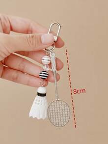 1pc Women Minimalist Badminton Racket Keychain Creative Badminton Accessory Small Bag Charm Gift For Badminton Lovers Keychain For Bag Car Accessories For Women - Multicolor - View 3