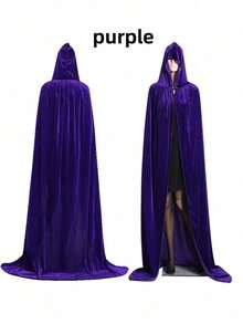 1 件万圣节/圣诞节角色扮演斗篷，巫师/女巫/王子/公主连帽斗篷 - 彩色 - 查看 10