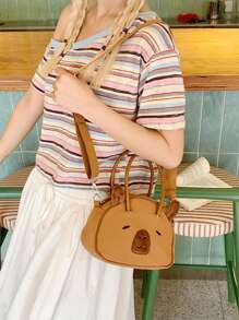 新款时尚水豚贝壳包，卡皮巴拉立体手提包，可爱女生斜挎包，适合初中高中大学生书包。