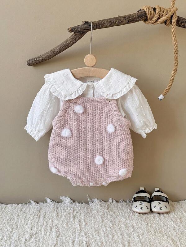 Pelele de punto rosa suave y esponjoso para bebé recién nacida, primavera/otoño