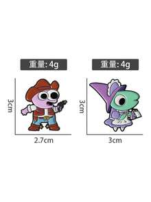 2 件可爱创意人物周边胸针，合金油滴徽章服装配饰包包装饰，趣味别针，别针徽章办公室配饰衬衫夹克珠宝圣诞节万圣节 - SF256 - 查看 6