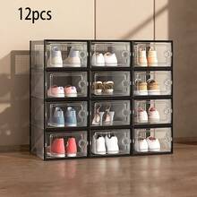 Household Dust-Proof Storage Shoe Box Transparent Thickened PP Plastic Flip Box Foldable Dormitory Moisture-Proof Shoe Cabinet - Nhiều màu - Xem 8