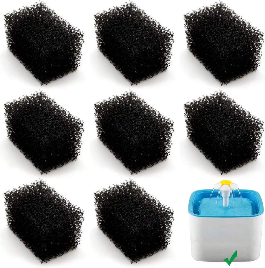8 Pack Replacement Pre-Filter Sponges For 84oz/2.5L Automatic Cat Water Fountain - 1 - View 1