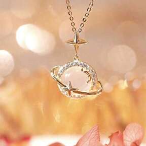 1 Piece Of 18K Gold-Plated Elegant Titanium Steel Necklace With Moon, Sky, And Star Pendants, Sparkling Artificial Zirconia Jewelry - Perfect For Gatherings And Daily Wear
