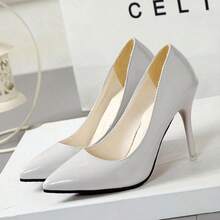 Las mujeres de tacón alto señaló zapatos individuales, temperamento nightclub color nude sexy zapatos de tacón alto - Blanco - Ver 2