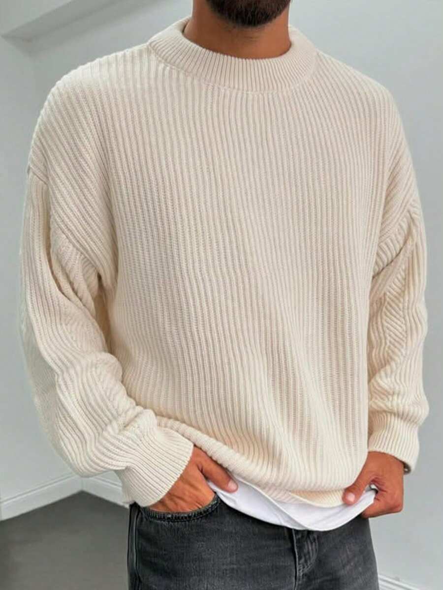 Sweater For Men Old Money Long Sleeve For Men , Fall Winter - Apricot - View 1