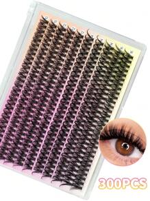 300 Peças Conjunto de Extensão de Cílios Falsos de Alta Capacidade Rolo C 10-16mm Comprimento Misto Cluster de Cílios Falsos Naturais, Macios e Leves, Reutilizáveis, Usados para Criar Maquiagem Perfeita para Festas, Múltiplos Estilos para Escolher, Clusters de Cílios, Clusters de Cílios, Cílios Individuais, Cílios, Cílios Falsos