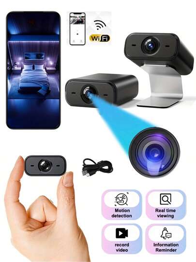HD Mini Indoor Security Camera With Night Vision Motion Detection Alarm USB Portable Indoor Secret Video Security Camera For Home Pet Surveillance And Vehicle Monitoring Home Surveillance Camera Baby Monitor Multi-Scenario Applicable Camera