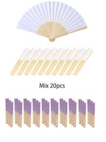 1pc/8pcs/ Folding Paper Fan Portable Decorative Wedding Hand Fan, Suitable For Weddings, Parties, Gifts And Other Fashion Items Summer Cooling,Beach,Travel