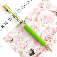 1 支干花圆珠笔 - 金属扭转笔，中号笔尖，圆形笔身，蓝色墨水，适合 14 岁以上学生和办公室使用 - 黑色 - 查看 12