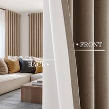 Topfinel 4 Panels Curtains Cream/OliveGreen/Natural Linen Curtains Winter 100% Blackout Thermal Sound Insulated , Ring Clips/Back Tab/Track System/ Hook Belt For Living Room Bedroom Office Home Decoration - DARKFLAX - 查看 4