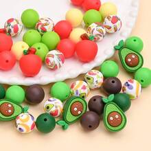 25pcs Silicone Bead Set - Strawberry Theme For DIY Jewelry Making, Necklaces, Bracelets, Keychains & Earrings Craft Supplies - Multicolor - View 6