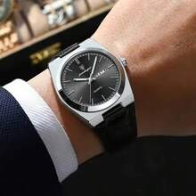 男士手表正品 POEDAGAR 品牌 50 米防水精准日本进口石英机芯时钟男士生日礼物防锈银色 316 不锈钢表带英文日历功能夜光指针商务父亲节纪念礼物送给丈夫 - 彩色 - 查看 5