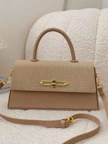 女士手提包，结构盒形，方形包，时尚优雅女士单肩包，粉色