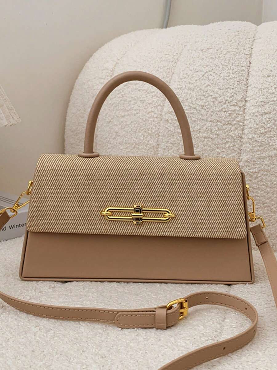 女士手提包，结构盒形，方形包，时尚优雅女士单肩包，粉色