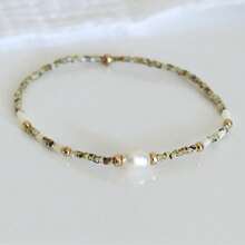 1/2 件/套 极简波西米亚金珠镀金黑胆隔珠珍珠弹力米珠女士手链套装，夏季海滩米珠弹力女士手链，可堆叠女士时尚配饰，毕业季礼物，同学礼物，朋友礼物，夏季海滩礼物，女朋友礼物 - 彩色 - 查看 3