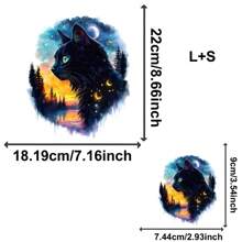 1/2/3 Peças Adesivos de Transferência de Calor de Gato Sob o Céu Estrelado - Adesivos Laváveis, Adequados para Camisetas, Almofadas e Roupas - Aplicação Fácil de Prensagem a Quente, Remendos Decorativos DIY, Enfeites de Almofada