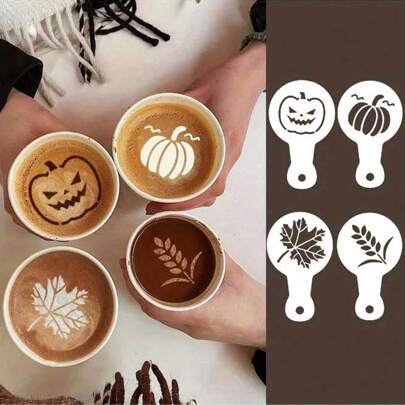 25pcs Coffee Stencils DIY Fancy Coffee Printing Model Foam Spray Cake Stencil Coffee Drawing Cappuccino Mold Birthday Cake Stencils Cookie Coffee Stencils Templates Latte Art Painting Reusable Baking Powdered Sieve Tool,Suitable For Halloween, Christmas, Thanksgiving