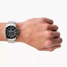 Relógio Masculino Quartz Fossil de Aço Inoxidável com Três Ponteiros, Caso de Aço Inoxidável/Vidro Resistente a Arranhões FS5836/FS5837