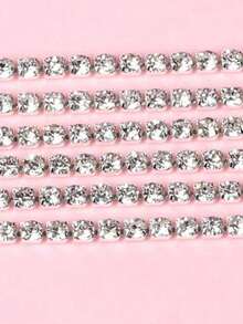 1m/3m/10m 单排水钻链，多功能 DIY 水晶爪链，适用于服装、鞋子、包包、装饰 - 銀色白鑽 - 查看 5