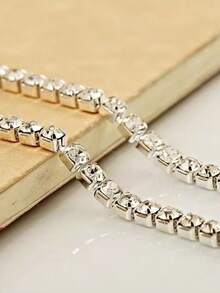 1m/3m/10m 单排水钻链，多功能 DIY 水晶爪链，适用于服装、鞋子、包包、装饰 - 銀色白鑽 - 查看 3