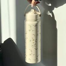 HILAKE 1 个 800 毫升花卉保温水瓶，带手柄和吸管 - 非常适合办公室补水、户外探险、简约旅行水壶、徒步旅行和露营 - 送给家人和朋友的理想礼物，返校季 - 彩色 - 查看 12