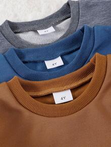 3pcs Baby Boy Fashion Casual Sweatshirt & Matching Pants Set, Gray, Blue, Khaki, Suitable For Spring/Autumn Sports, Daily Casual, School, Outdoor