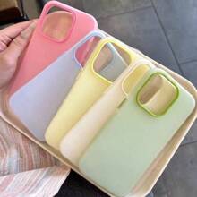 1 Pc Jelly Color Matte Summer Theme Phone Case With Anti-Drop Protective Frame - Protective & Fashionable, Compatible With Multiple Phone Models Including 16/7/8/11/12/13/14/15/X/XR/Xs/Plus/Pro/Pro Max/SE2/16E