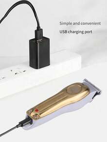 Kemei 1 máy cắt tóc mini cầm tay KM-679, máy tỉa tóc điện sạc USB Type-C dành cho nam giới, máy cạo râu/tóc không dây, lưỡi dao hình chữ R, thích hợp sử dụng tại nhà và salon. - Nhiều màu - Xem 4