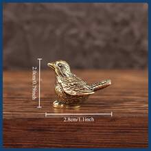 Vintage Decorative Mini Retro Brass Bird Statue, Retro Sparrow Sculpture For Living Room, Bedroom, Home Office Desk Decor, Gold Animal Ornament Figurine, Cute Desk Accessory, Kitchen/Office Whiteboard Storage Cabinet Personalized Decor, Housewarming & Gift - 銅色 - 查看 4