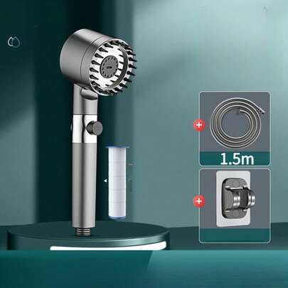 Shower Head With Handheld Filter, High Pressure 4 Spray Modes Shower Head With Filter, With 1.5m Encrypted Explosion-Proof Hose And Bracket