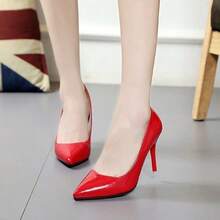 Las mujeres de tacón alto señaló zapatos individuales, temperamento nightclub color nude sexy zapatos de tacón alto - Rojo - Ver 3