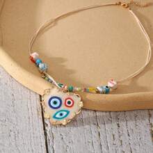 1pc New Zinc Alloy Dripping Oil Evil Eye Pendant Necklace