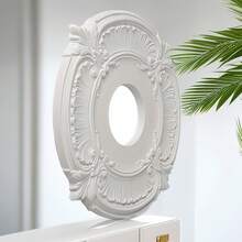 1 Pc Lighting PU Ceiling Medallion Ceiling Fan Cover Plate Medallion For Home Light Fixtures Trim, 12.2 Inch Od X 3.5 Inch ID(White Gold) - White Gold - View 2