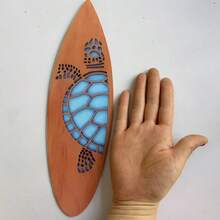 3 件波西米亚风冲浪板墙壁艺术套装 - 木制航海装饰，带有海浪、海马和帆船设计 - 波西米亚风格悬挂冲浪板装饰，适用于海滨别墅、海滨酒吧、海滨主题房间