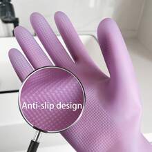 3 pares de guantes de limpieza de goma natural, impermeables y antideslizantes, sin PVC ni látex, adecuados para lavar platos en la cocina, limpiar el baño, el inodoro, lavar vehículos y tareas domésticas diarias, reutilizables, opción ideal para la limpieza del hogar - Multicolor - Ver 2