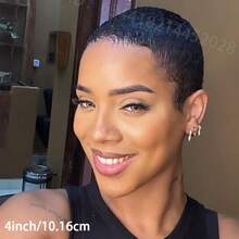 Peruka Pixie Cut 4-calowa z grzywką Prosta peruka z brazylijskich włosów ludzkich 150% gęstości Krótkie warstwowe peruki dla kobiet Łatwe do noszenia Peruka imprezowa bez kleju